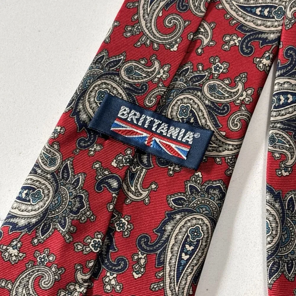 VINTAGE Brittania Brittsport Men's Neckties RED PAISLEY Black Polka Dot Set of 2